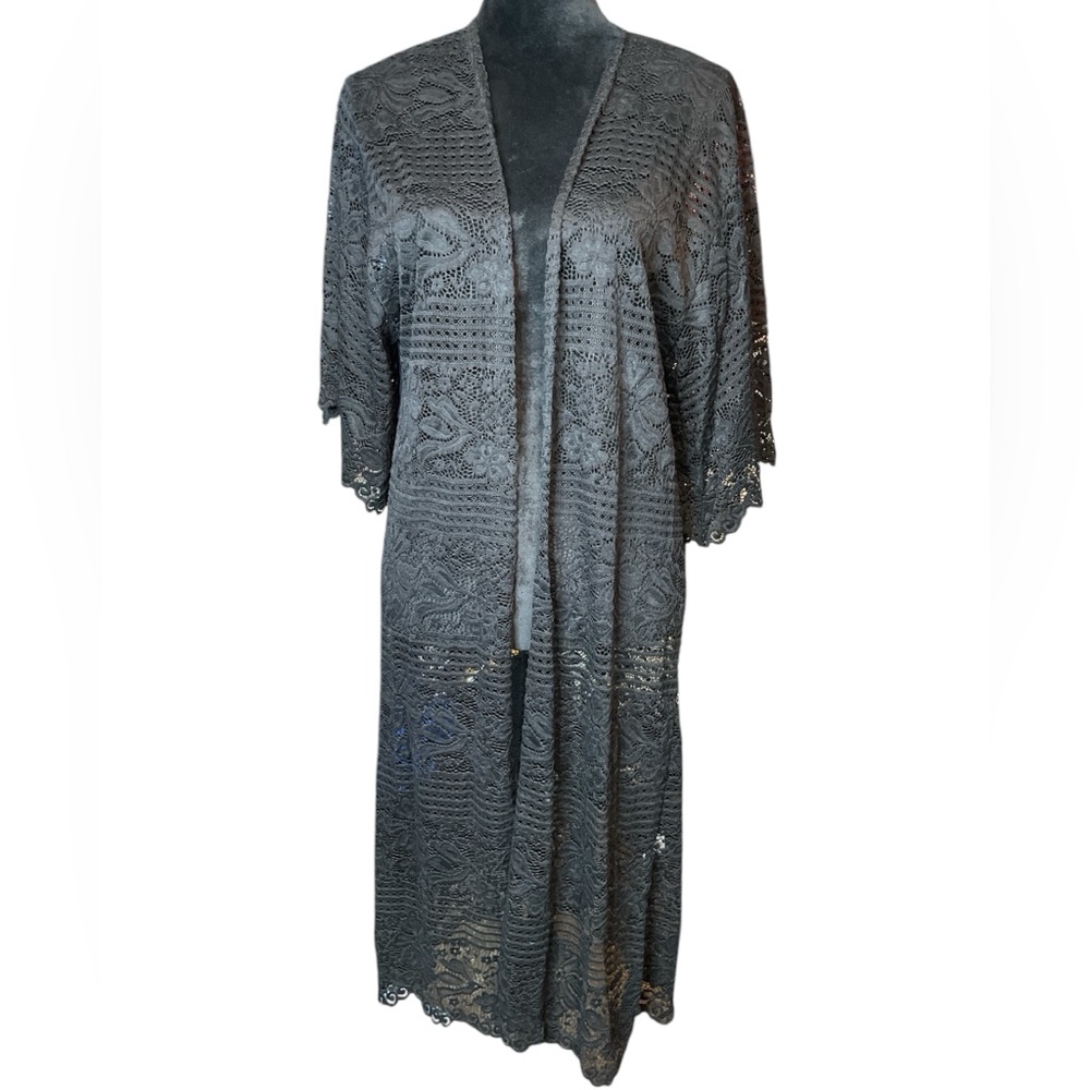 Ginger G Elegant Black Lace Kimono/Cover Up/Duster